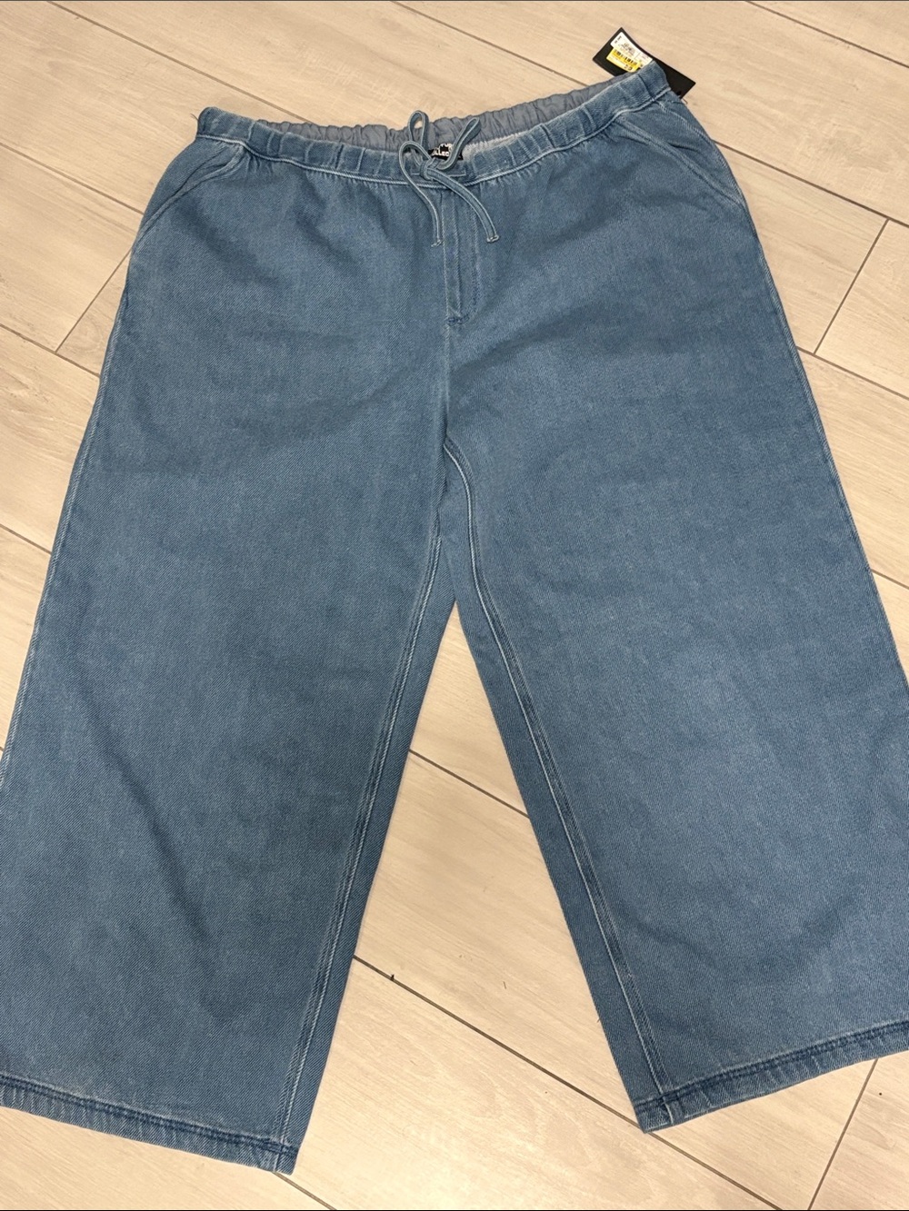 Future Collective plus size Wide Leg Drawstring Denim Pants - Blue 2x NWT